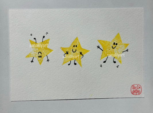 3 Happy Stars Print