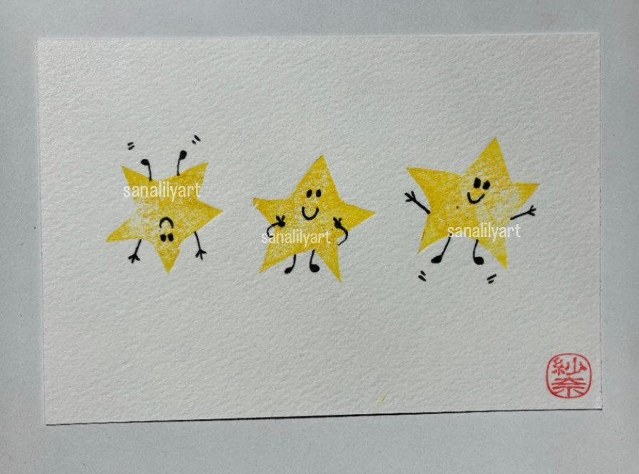 3 Happy Stars Print