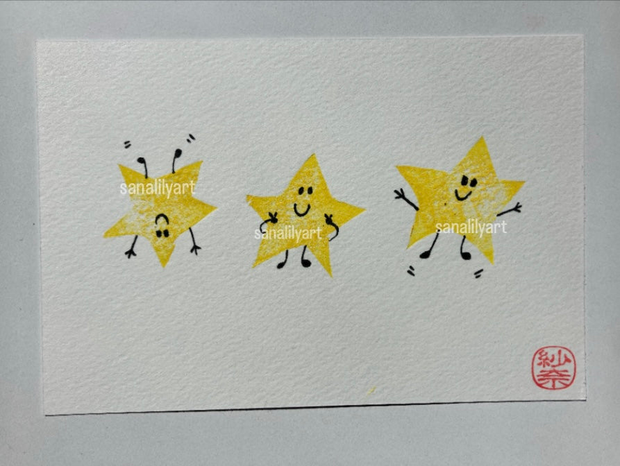 3 Happy Stars Print